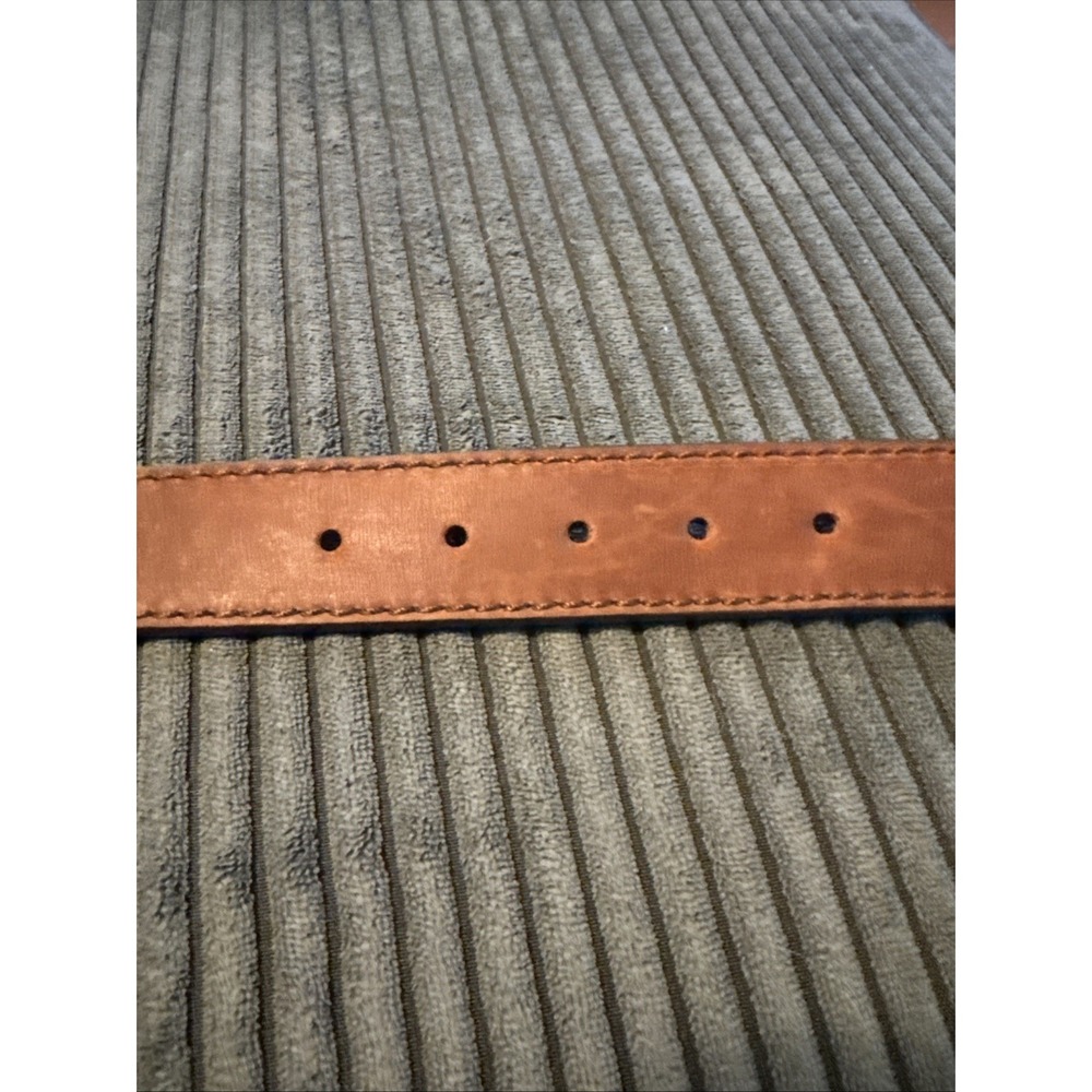 Justins Leather Belt Brown with Flag Buckle Size 36 #C12685 Eeuc - Picture 3 of 6